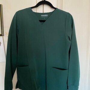 Mandala  Midnight green Long sleeve scrub top womens size small worn once